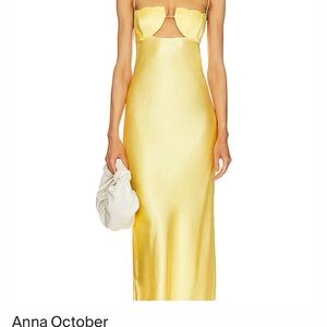 Anna October Strapless Yellow Maxi Dress